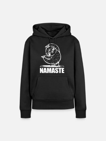 Yoga Faultier Namaste - Frauen Premium Bio Hoodie - Schwarz
