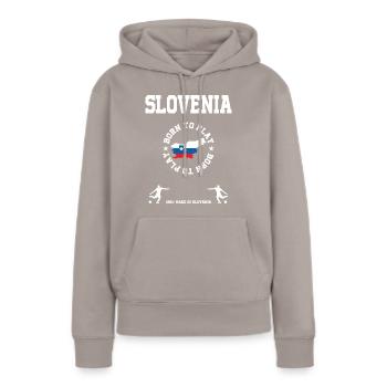 Slowenien - Frauen Premium Bio Hoodie - Taupe - Vorne - Julia (174cm)