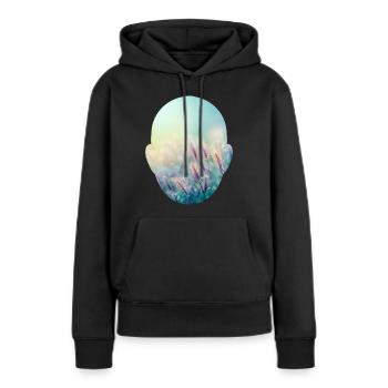 Wie der Wind durch meinen Kopf die Wiese wiegt - Frauen Premium Bio Hoodie - Schwarz - Vorne - Julia (174cm)