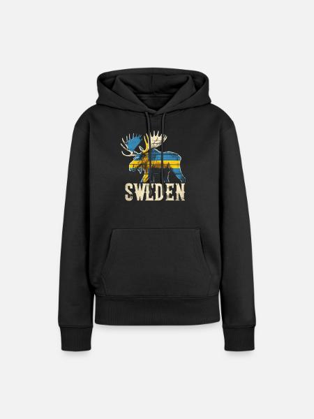 Elch mit Schweden Flagge - Ekologisk premiumluvtröja dam - svart