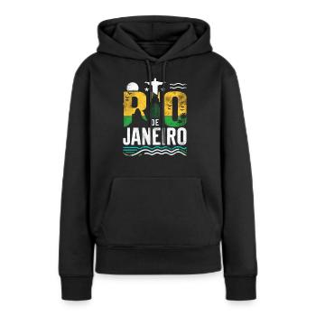 Rio de Janeiro, Brésil - Sweat à capuche Premium bio Femme - noir - Devant - Julia (174cm)