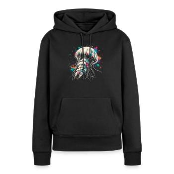 Qualle - Frauen Premium Bio Hoodie - Schwarz - Vorne - Julia (174cm)