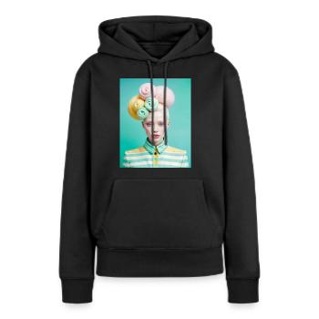 Zuckerwatte, Digitale Kunst - Frauen Premium Bio Hoodie - Schwarz - Vorne - Julia (174cm)