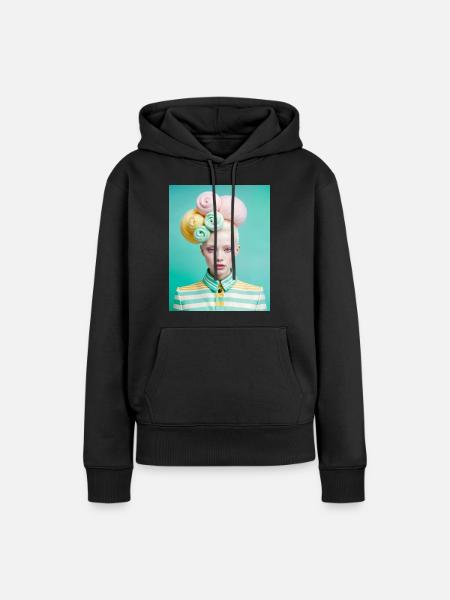 Zuckerwatte, Digitale Kunst - Frauen Premium Bio Hoodie - Schwarz
