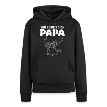 Wir lieben dich Papa dein Fanclub 2 kinder - Frauen Premium Bio Hoodie - Schwarz - Vorne - Julia (174cm)