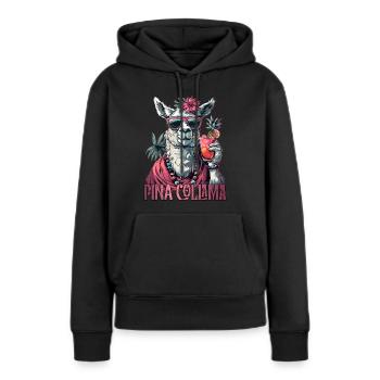 Lustiges Lama Alpaka Trinken Pina Colada - Frauen Premium Bio Hoodie - Schwarz - Vorne - Julia (174cm)