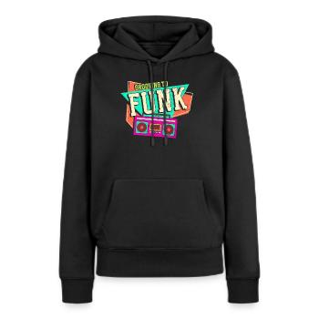 Musique funk - Sweat à capuche Premium bio Femme - noir - Devant - Julia (174cm)