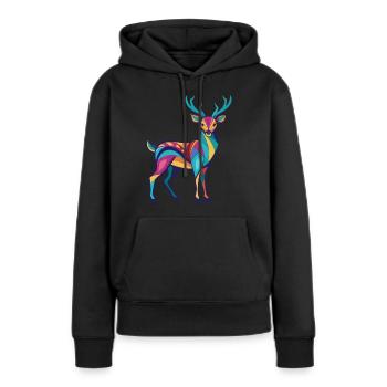Reh - Bunt und lebhaft - Frauen Premium Bio Hoodie - Schwarz - Vorne - Julia (174cm)