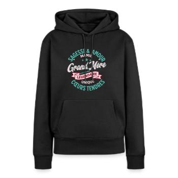 "Legendäre Großmutter: Liebe und Weisheit" M2 - Frauen Premium Bio Hoodie - Schwarz - Vorne - Julia (174cm)