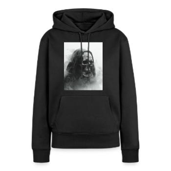 Crâne sombre dans le brouillard - Sweat à capuche Premium bio Femme - noir - Devant - Julia (174cm)