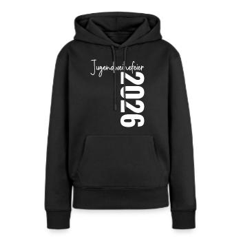Cérémonie de consécration de la jeunesse 2026 - Sweat à capuche Premium bio Femme - noir - Devant - Julia (174cm)