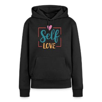 L’amour de soi - Sweat à capuche Premium bio Femme - noir - Devant - Julia (174cm)
