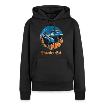 Récif de Ningaloo - Sweat à capuche Premium bio Femme - noir - Devant - Julia (174cm)