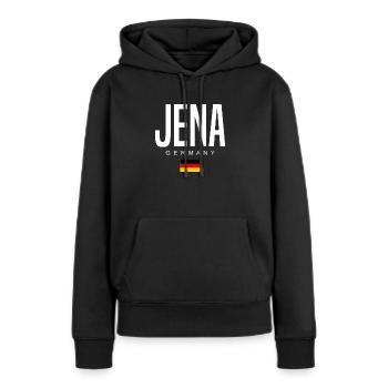 Jena - Frauen Premium Bio Hoodie - Schwarz - Vorne - Julia (174cm)