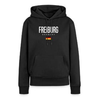 Fribourg - Sweat à capuche Premium bio Femme - noir - Devant - Julia (174cm)