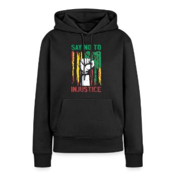 Lean l’injustice pour les fiers - Sweat à capuche Premium bio Femme - noir - Devant - Julia (174cm)