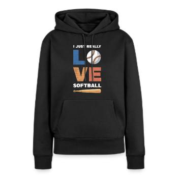 J’adore le design de softball pour le baseball - Sweat à capuche Premium bio Femme - noir - Devant - Julia (174cm)