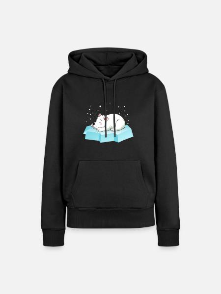 Schläfriger Eisbär - Frauen Premium Bio Hoodie - Schwarz