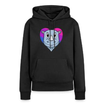 Cadeau rhinocéros bisexuel - Sweat à capuche Premium bio Femme - noir - Devant - Julia (174cm)