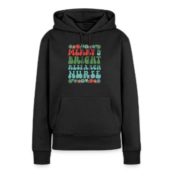 Infirmière de recherche Noël Recherche Soins infirmiers Noël - Sweat à capuche Premium bio Femme - noir - Devant - Julia (174cm)