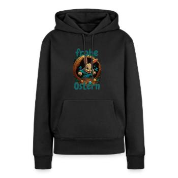 frohe Ostern Osterhase im Osterkorb Hase Easter - Frauen Premium Bio Hoodie - Schwarz - Vorne - Julia (174cm)