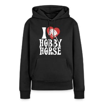 J’aime hobby cheval - Coeur - Hobby - Sweat à capuche Premium bio Femme - noir - Devant - Julia (174cm)