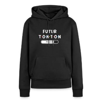 Homme Annonce Grossesse Tonton Futur Tonton - Sweat à capuche Premium bio Femme - noir - Devant - Julia (174cm)