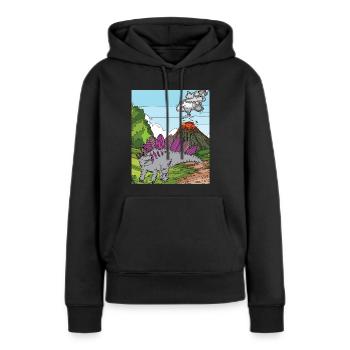 Heure Dino Éruption volcanique Nature - Sweat à capuche Premium bio Femme - noir - Devant - Julia (174cm)
