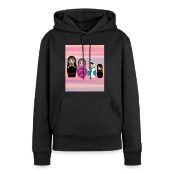 Babuschka russische Holzpuppen - Frauen Premium Bio Hoodie - Schwarz - Vorne - Julia (174cm)