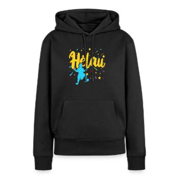Helau - Frauen Premium Bio Hoodie - Schwarz - Vorne - Julia (174cm)