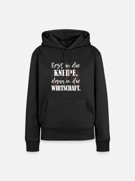 Erst Kneipe, dann Wirtschaft BWL-Studium - Frauen Premium Bio Hoodie - Schwarz