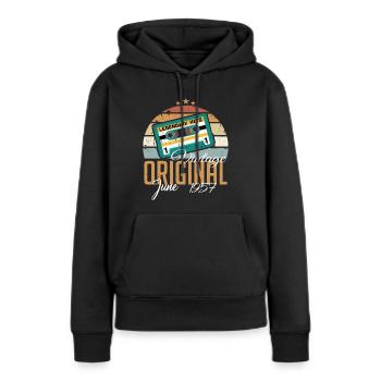 Original Juni 1957 geboren Jahrgang 1957 Retro - Frauen Premium Bio Hoodie - Schwarz - Vorne - Julia (174cm)