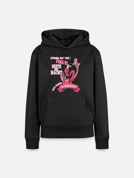 Flamingo - Frauen Premium Bio Hoodie - Schwarz