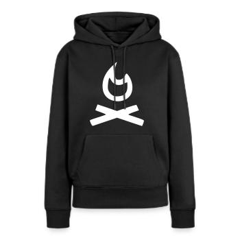 feu de camp - Sweat à capuche Premium bio Femme - noir - Devant - Julia (174cm)
