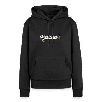 DDR Ostdeutschland - Frauen Premium Bio Hoodie - Schwarz - Vorne - Julia (174cm)