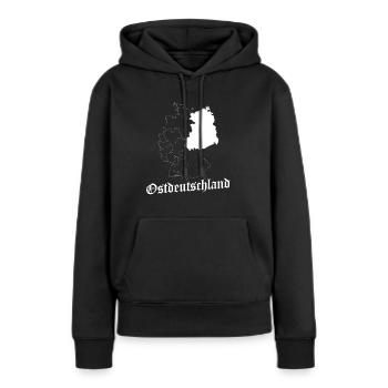 DDR Ostdeutschland - Frauen Premium Bio Hoodie - Schwarz - Vorne - Julia (174cm)