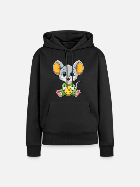 Käse liebende Maus - Frauen Premium Bio Hoodie - Schwarz