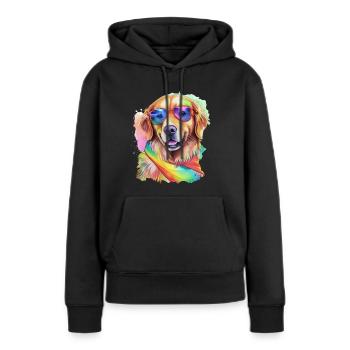 Cool chien Golden Retriever avec des lunettes de soleil - Sweat à capuche Premium bio Femme - noir - Devant - Julia (174cm)