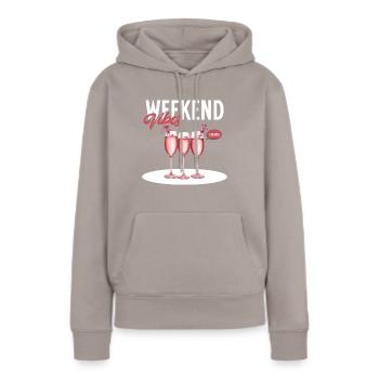 Weekend Vibes - Frauen Premium Bio Hoodie - Taupe - Vorne - Julia (174cm)