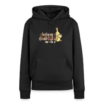 Vin de Noël Je rêve d’un vin blanc - Sweat à capuche Premium bio Femme - noir - Devant - Julia (174cm)