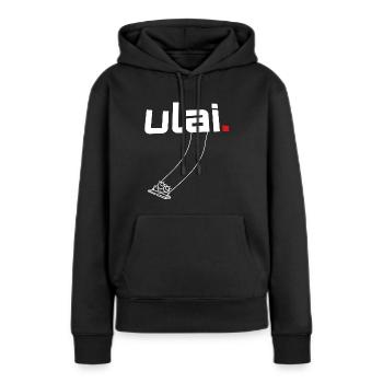 ULAI. - Herzfü?ler Kombo - Schaukel - Frauen Premium Bio Hoodie - Schwarz - Vorne - Julia (174cm)