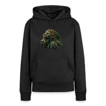 Restez calme Lion Cannabis Lion Chanvre - Sweat à capuche Premium bio Femme - noir - Devant - Julia (174cm)