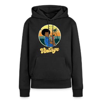 Vintage femme Afro Année Rétro Année 70-80 - Sweat à capuche Premium bio Femme - noir - Devant - Julia (174cm)