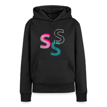 S Initiale - Sweat à capuche Premium bio Femme - noir - Devant - Julia (174cm)