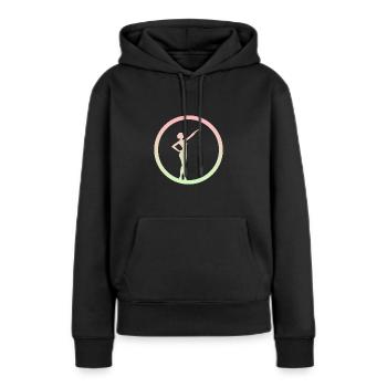 Tige de danse tournant virevoltant - Sweat à capuche Premium bio Femme - noir - Devant - Julia (174cm)