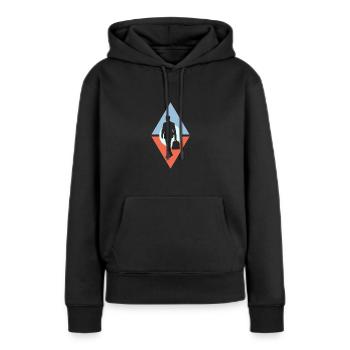 Échange d’affaires avec banquier - Sweat à capuche Premium bio Femme - noir - Devant - Julia (174cm)