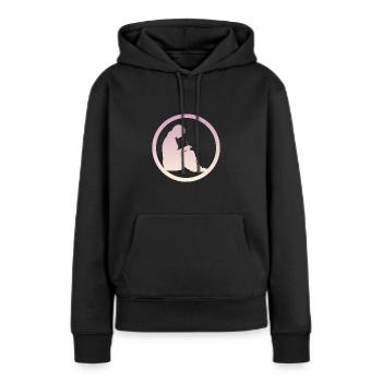Crochet Crochet Laine - Sweat à capuche Premium bio Femme - noir - Devant - Julia (174cm)