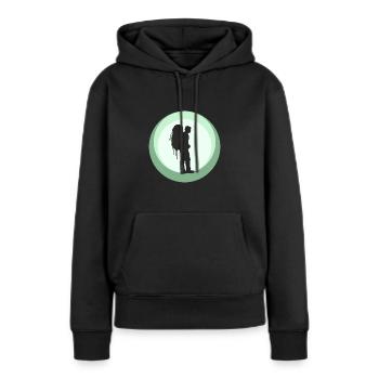 Backpacker Pilger Pilger - Frauen Premium Bio Hoodie - Schwarz - Vorne - Julia (174cm)