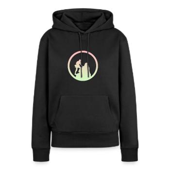 Kletterwand Gipfel Berg - Frauen Premium Bio Hoodie - Schwarz - Vorne - Julia (174cm)