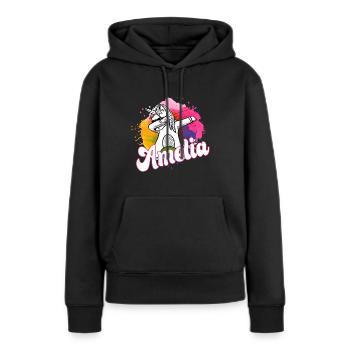 AMELIA - Schöner Name mit dabbing Einhorn - Frauen Premium Bio Hoodie - Schwarz - Vorne - Julia (174cm)